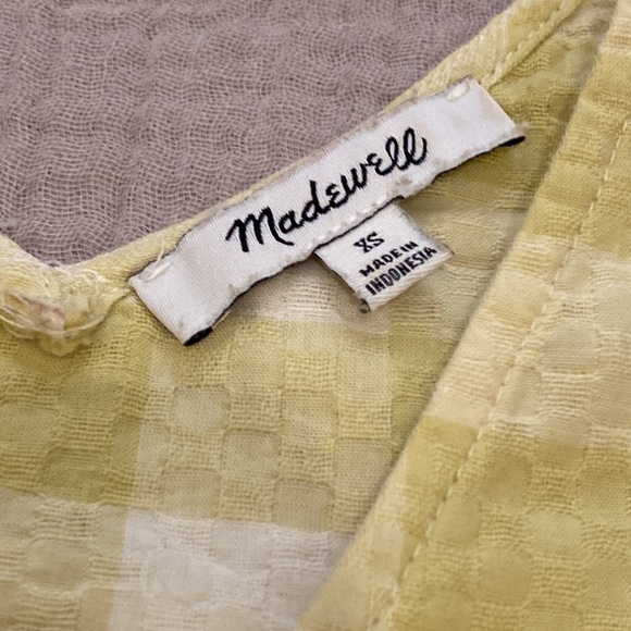 Madewell side button tank top in ginger check print. Size Xs - Picture 8 of 16